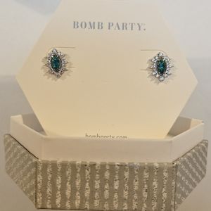Emerald Opal Earrings - .925 Sterling Silver.    Bomb Party